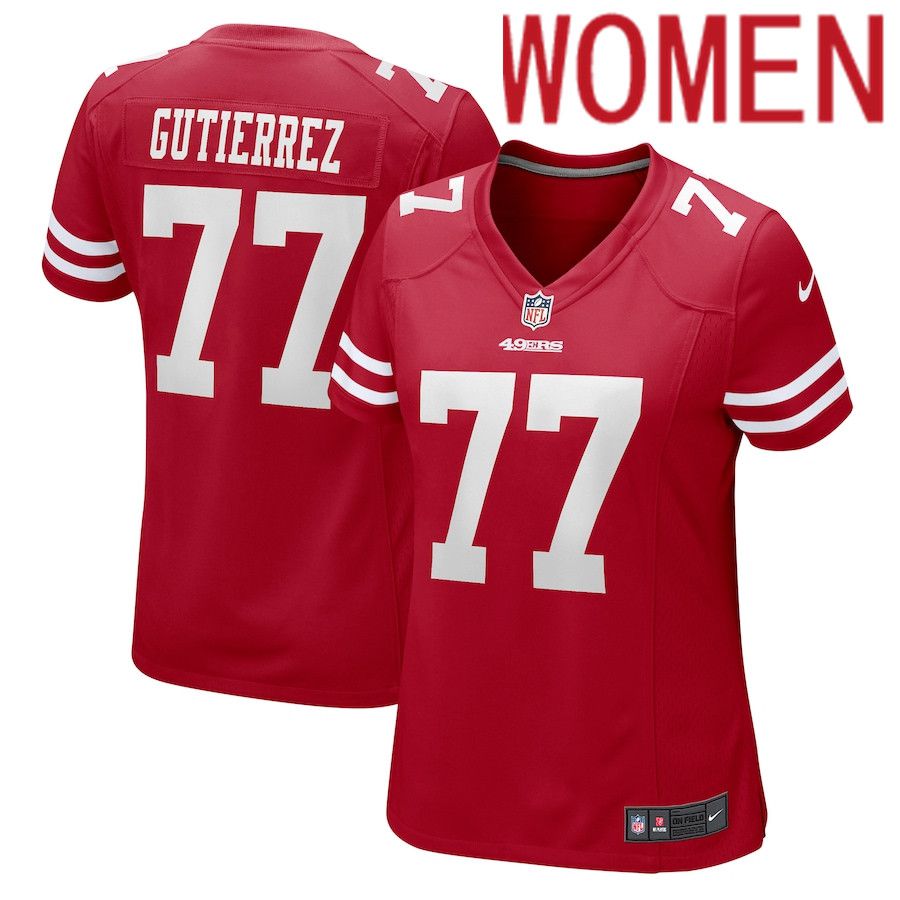 Women San Francisco 49ers 77 Alfredo Gutierrez Nike Scarlet Game NFL Jersey